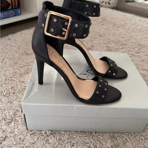 Jessica Simpson Black Heels with Gold Buckle